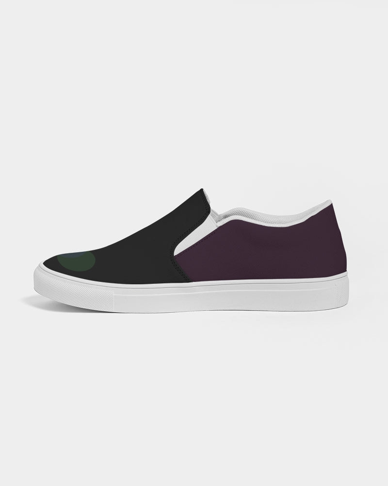 Men's Dark Green & Blue (Burgundy Back) Slip-On Canvas Shoe