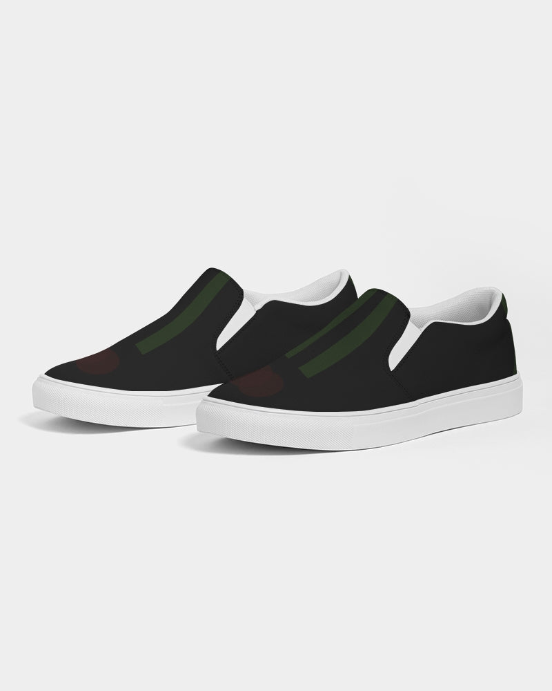 Mens Deep Dark & Green Slip-On Canvas Shoe