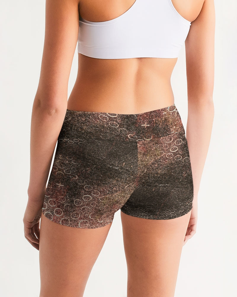 Flowers Circles Women's Mid-Rise Yoga Shorts