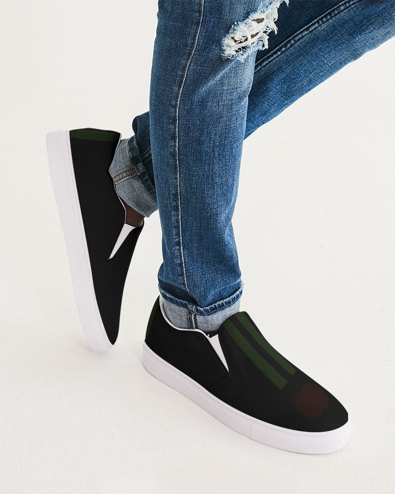 Mens Deep Dark & Green Slip-On Canvas Shoe