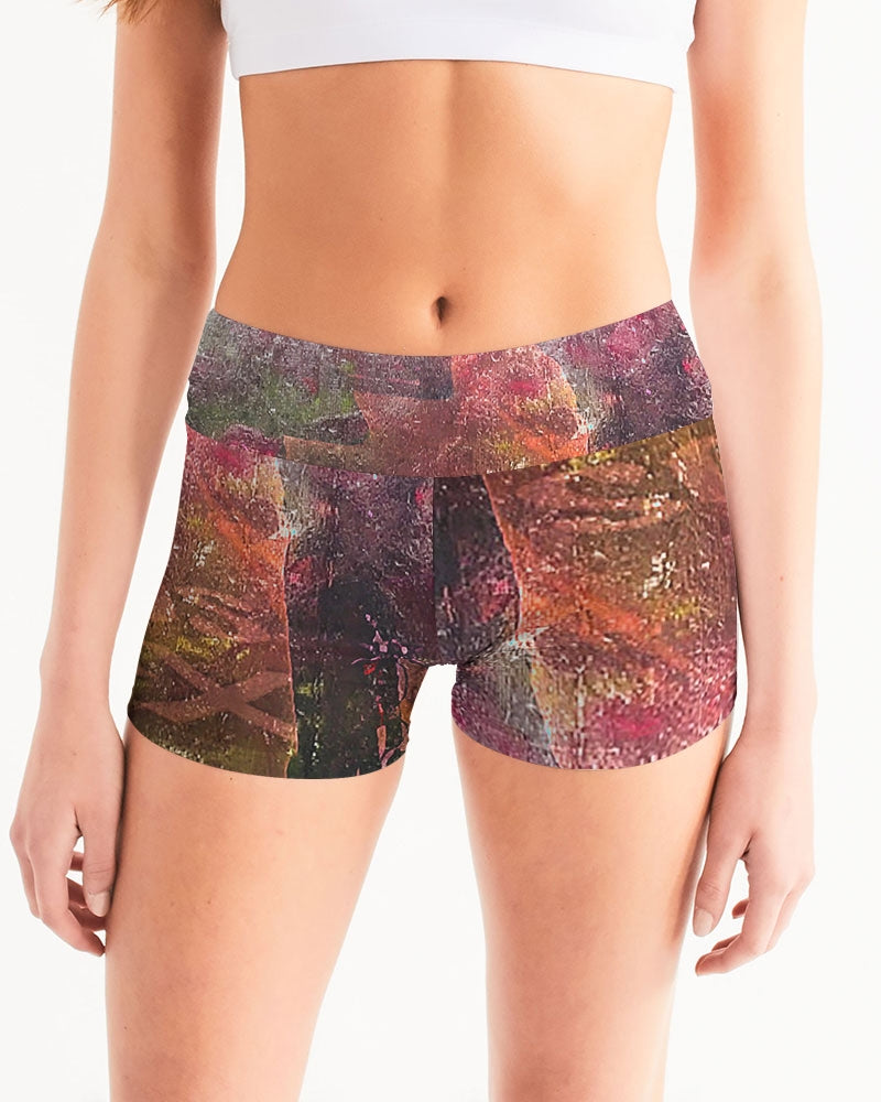 Flowered Bikes Women's Mid-Rise Yoga Shorts