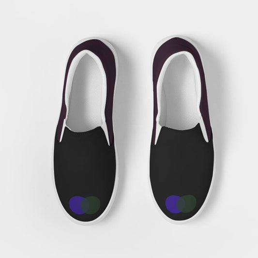 Men's Dark Green & Blue (Burgundy Back) Slip-On Canvas Shoe