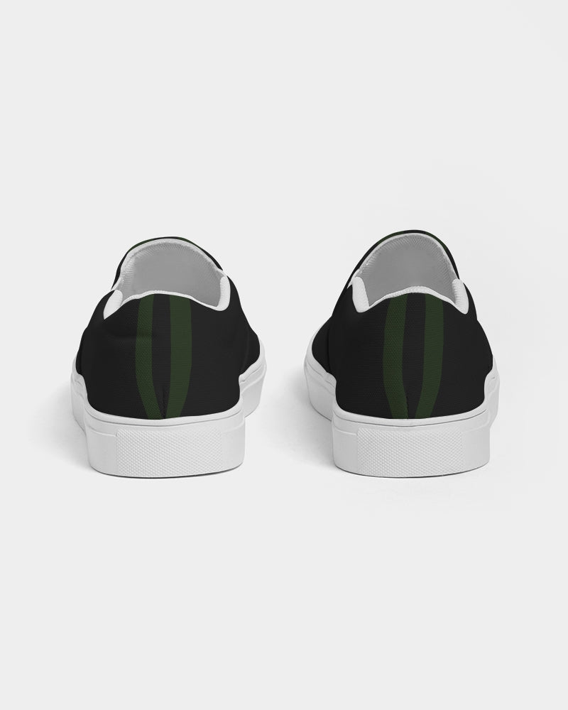 Mens Deep Dark & Green Slip-On Canvas Shoe