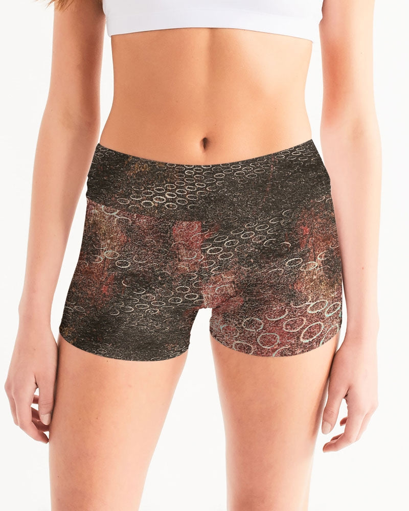 Flowers Circles Women's Mid-Rise Yoga Shorts