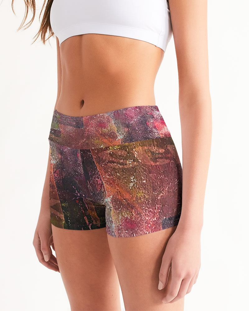 Flowered Bikes Women's Mid-Rise Yoga Shorts