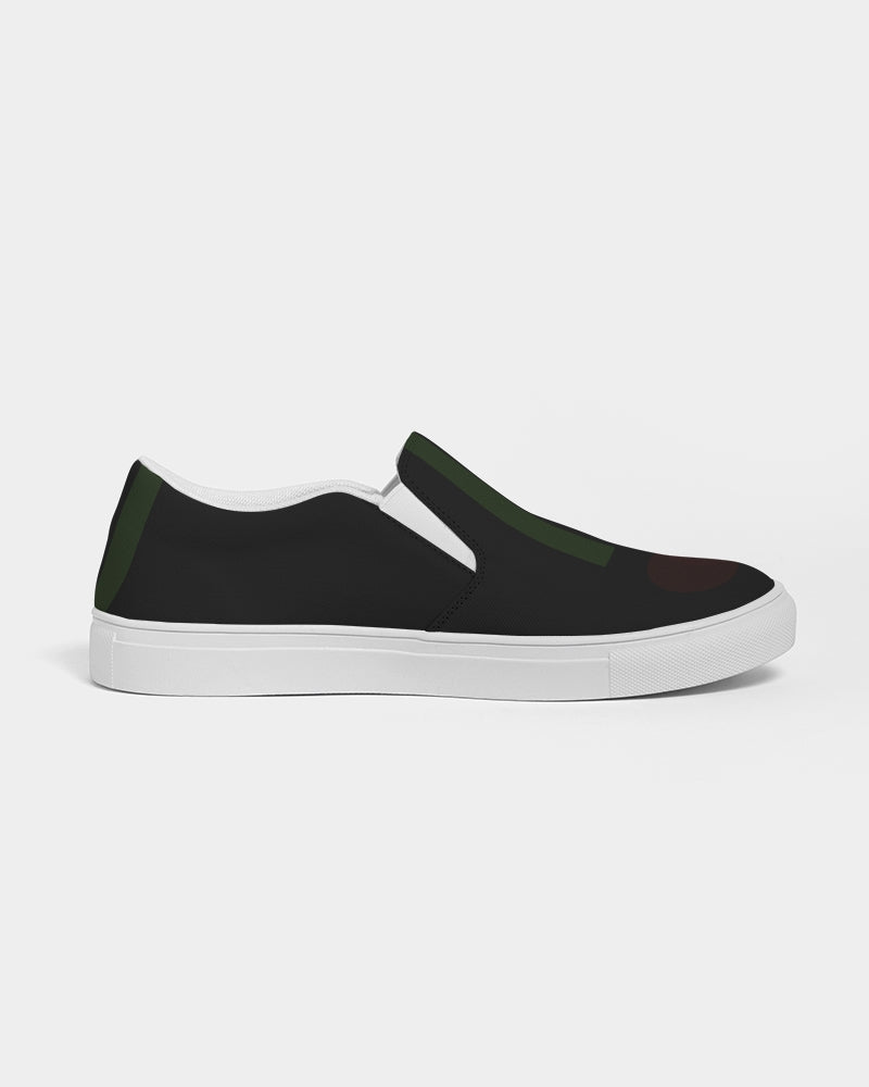 Mens Deep Dark & Green Slip-On Canvas Shoe