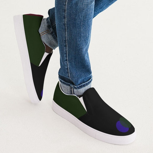 Men's Dark Green & Blue (Green Back) Slip-On Canvas Shoe