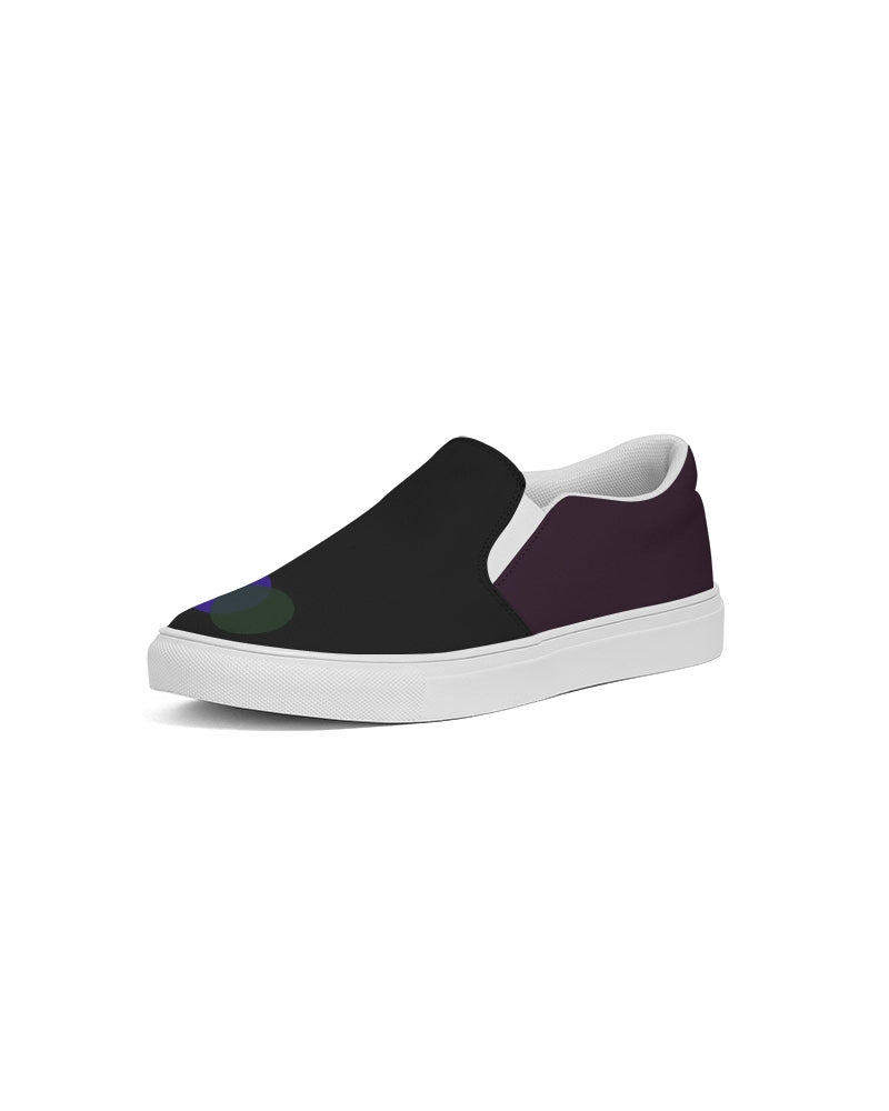 Men's Dark Green & Blue (Burgundy Back) Slip-On Canvas Shoe
