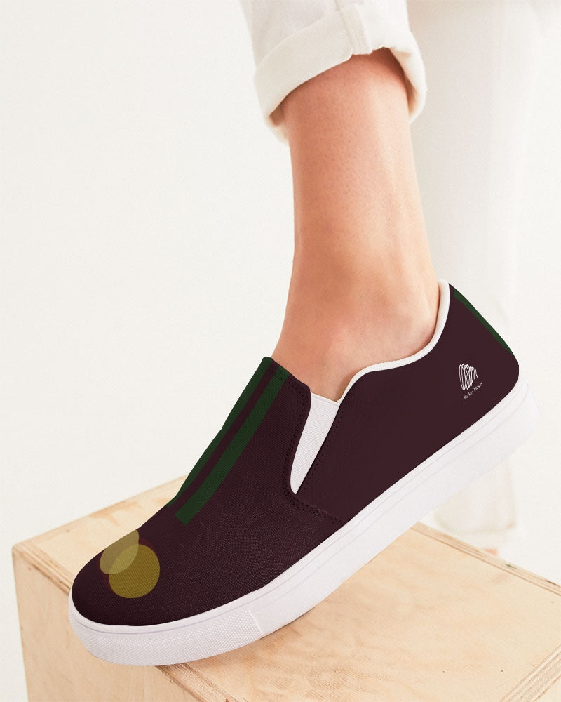 Yellows with Green Stripes Women's Slip-On Canvas Shoe